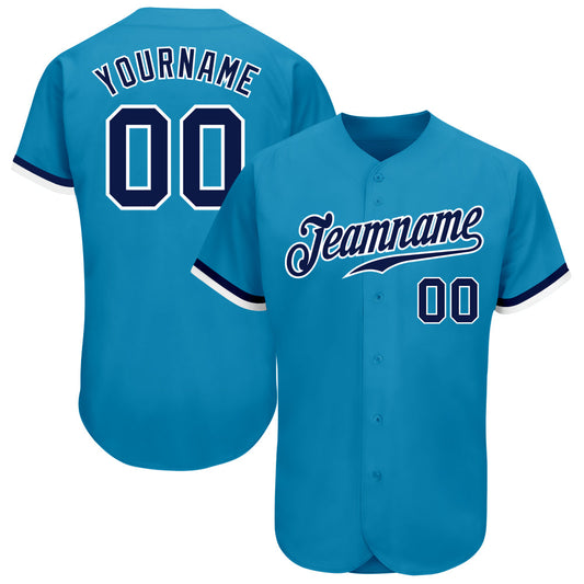 Custom Panther Blue Navy-White Authentic Baseball Jersey - Main View