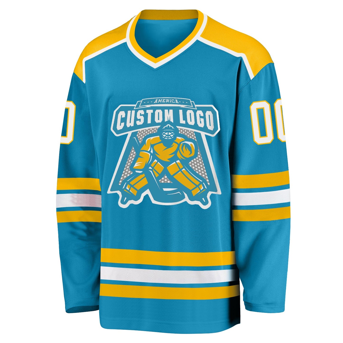 Custom Panther Blue White-Gold Hockey Jersey view 2