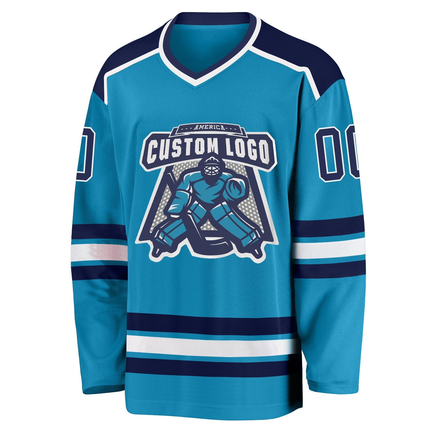 Custom Panther Blue Navy-White Hockey Jersey view 2