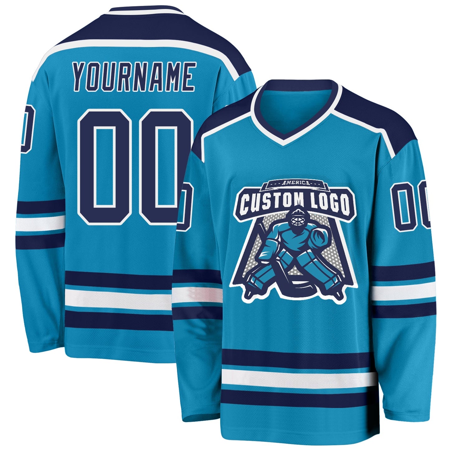 Custom Panther Blue Navy-White Hockey Jersey - Main View