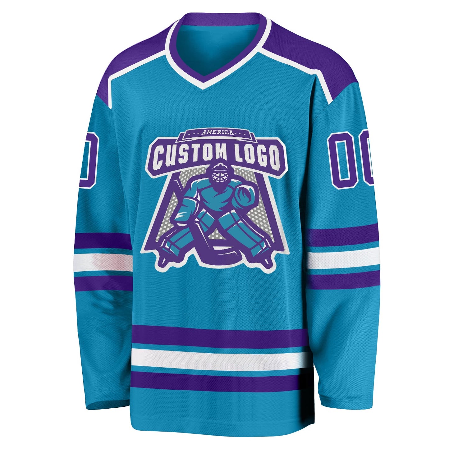 Custom Panther Blue Purple-White Hockey Jersey view 2