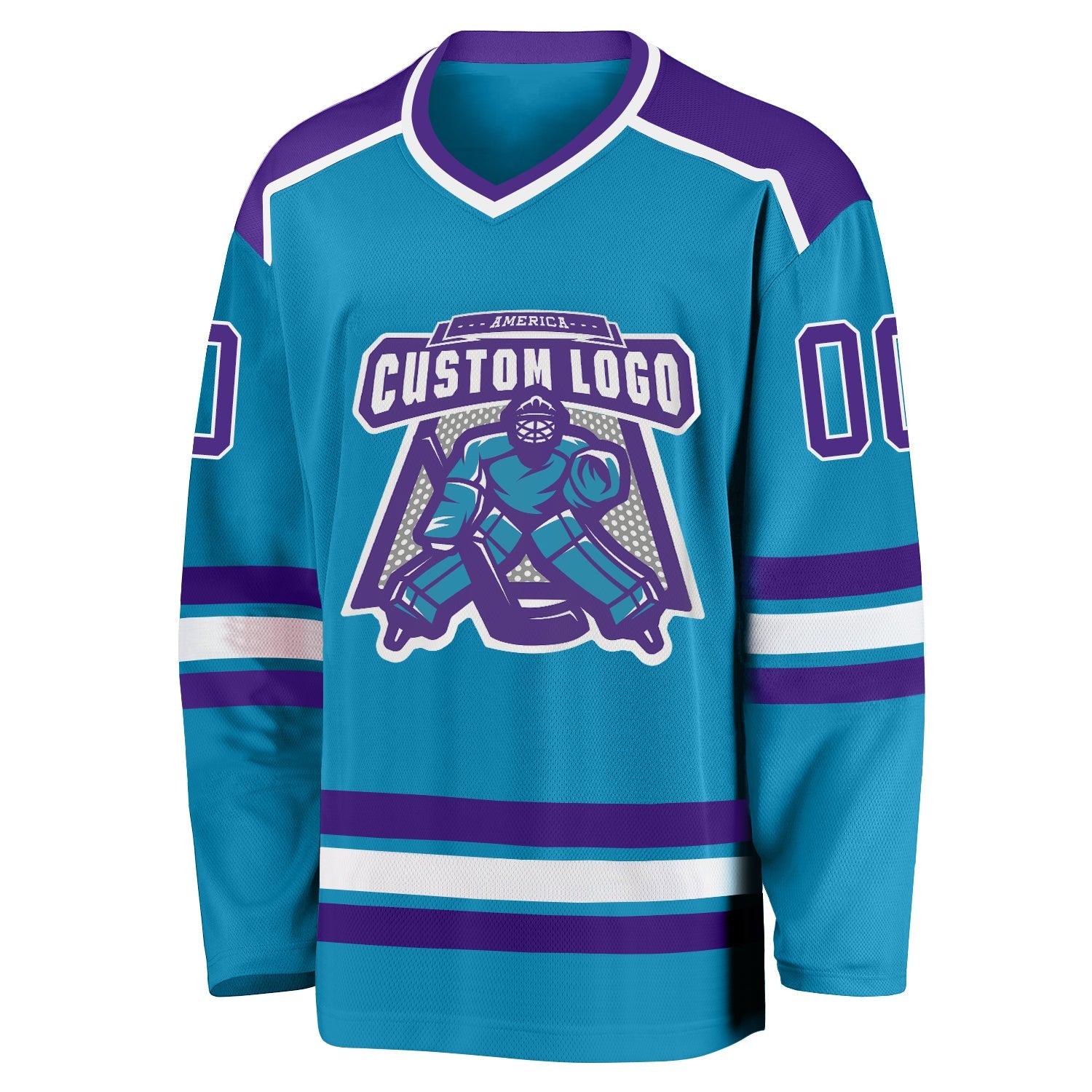 Custom Panther Blue Purple-White Hockey Jersey view 2
