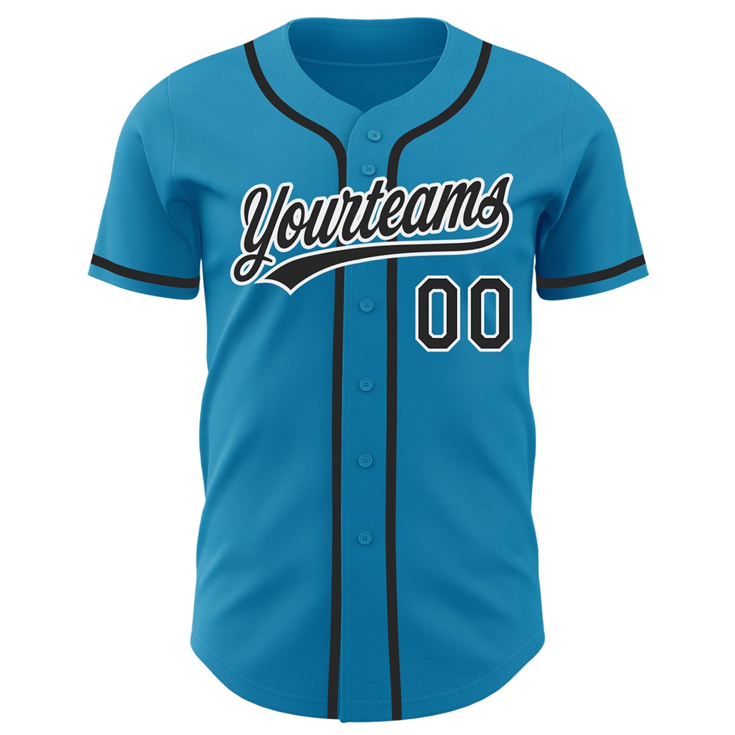 Custom Panther Blue Black-White Authentic Baseball Jersey view 2