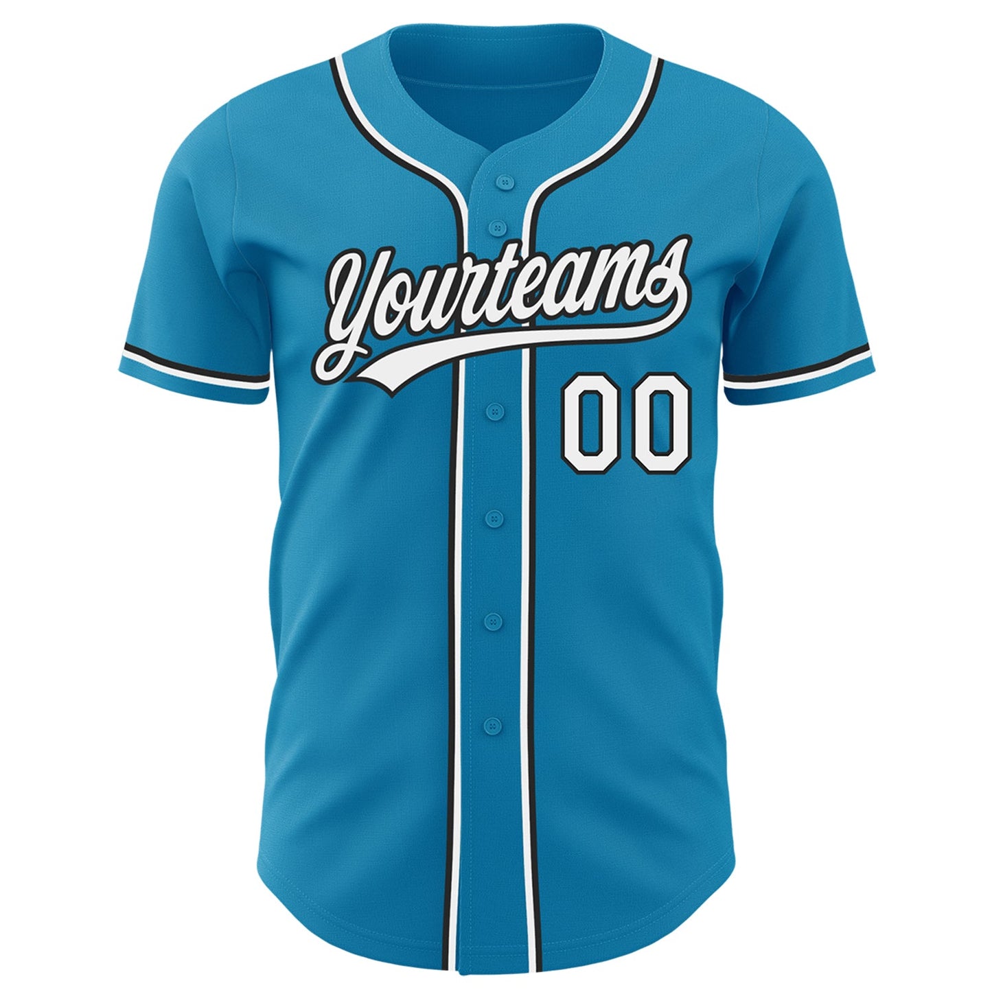 Custom Panther Blue White-Black Authentic Baseball Jersey view 2