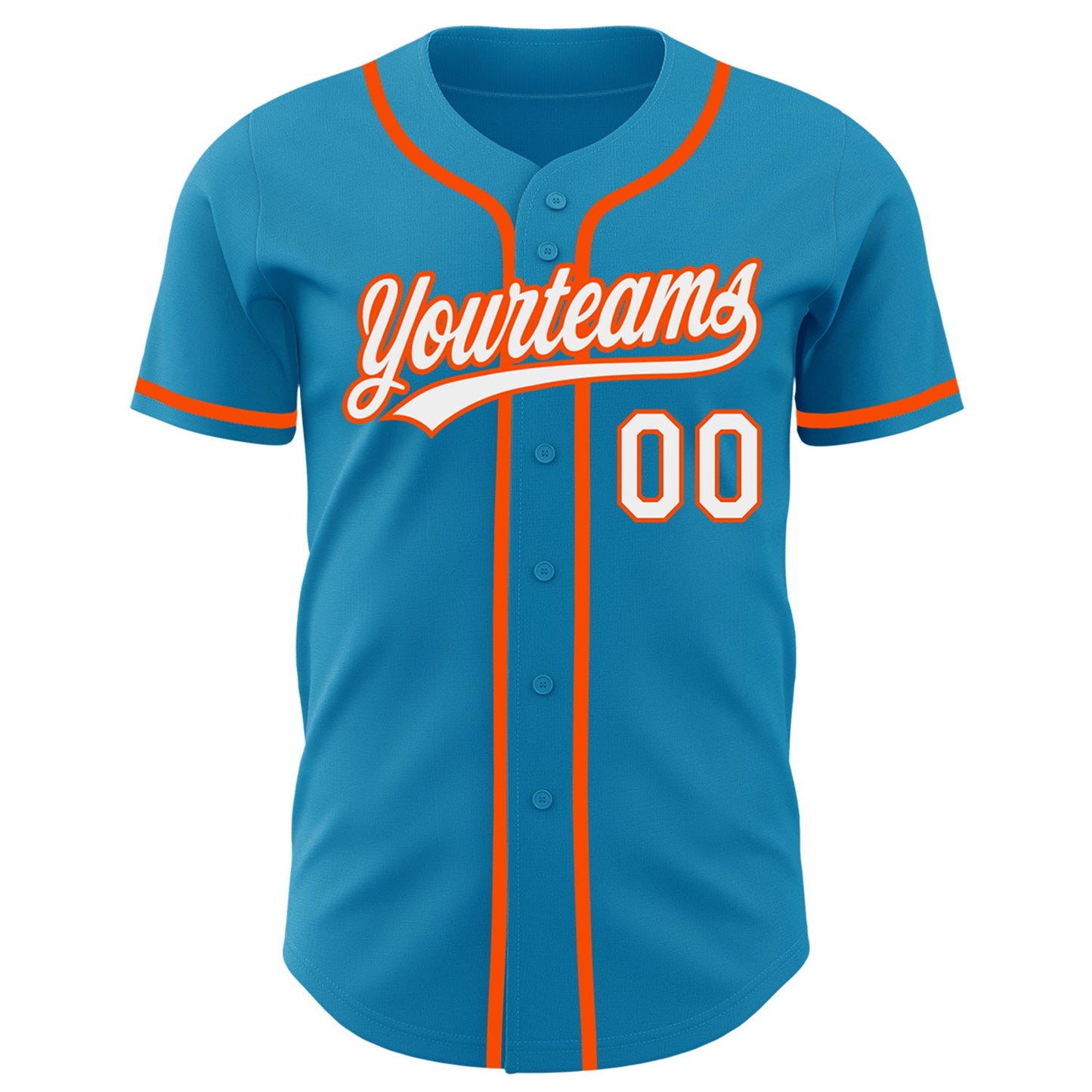Custom Panther Blue White-Orange Authentic Baseball Jersey view 2