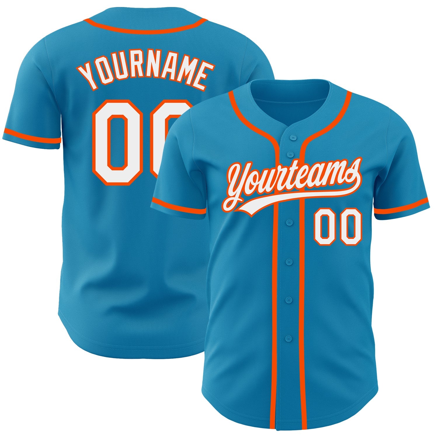 Custom Panther Blue White-Orange Authentic Baseball Jersey - Main View