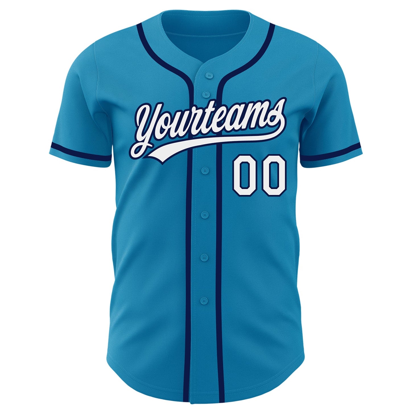 Custom Panther Blue White-Navy Authentic Baseball Jersey view 3