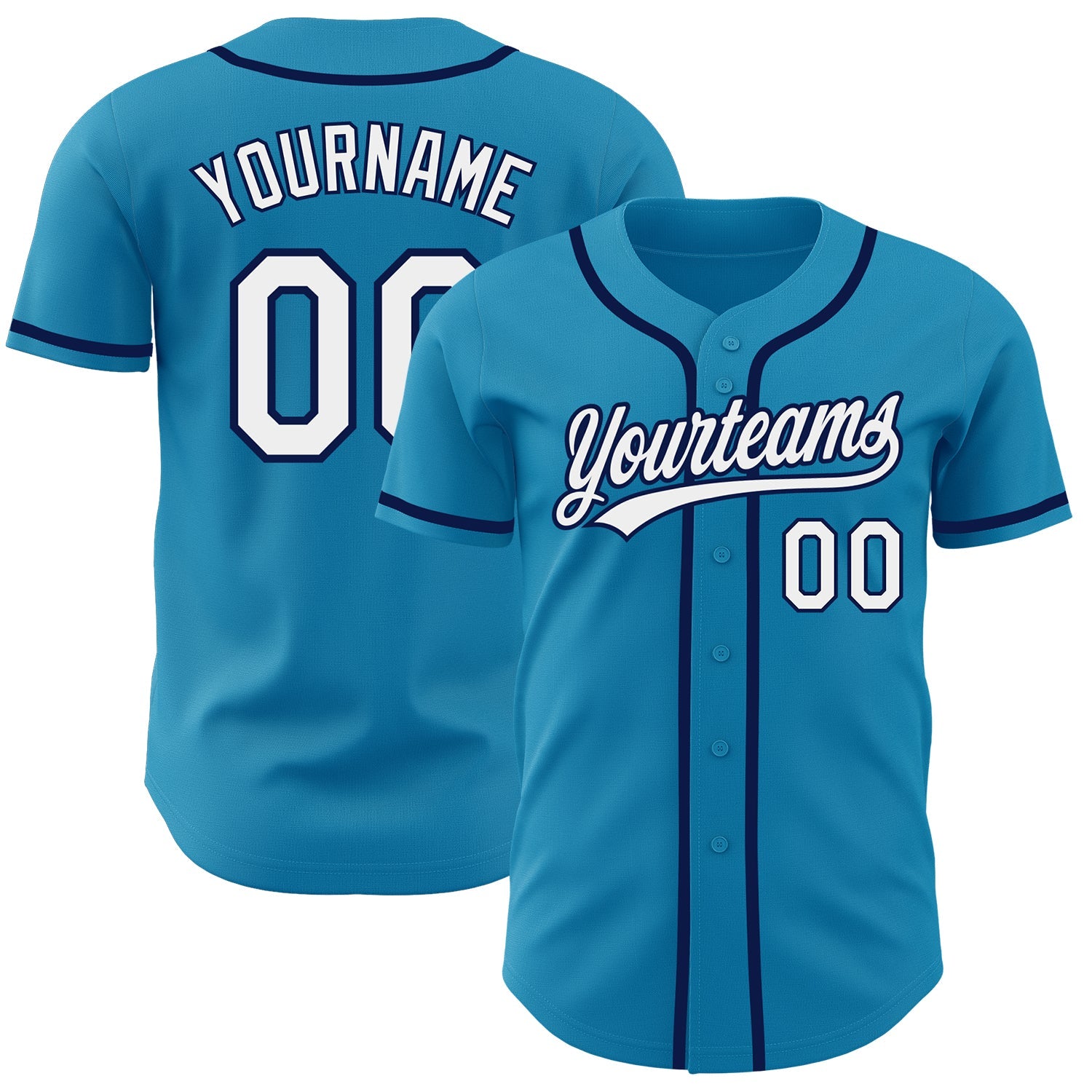 Custom Panther Blue White-Navy Authentic Baseball Jersey - Main View