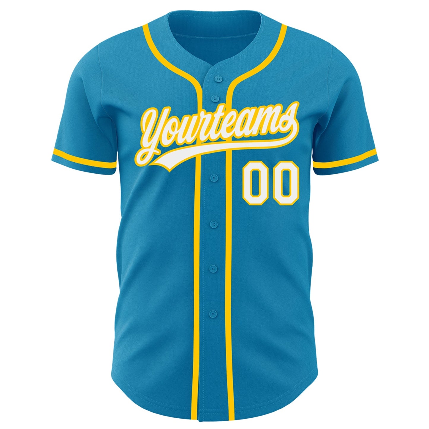 Custom Panther Blue White-Yellow Authentic Baseball Jersey view 2