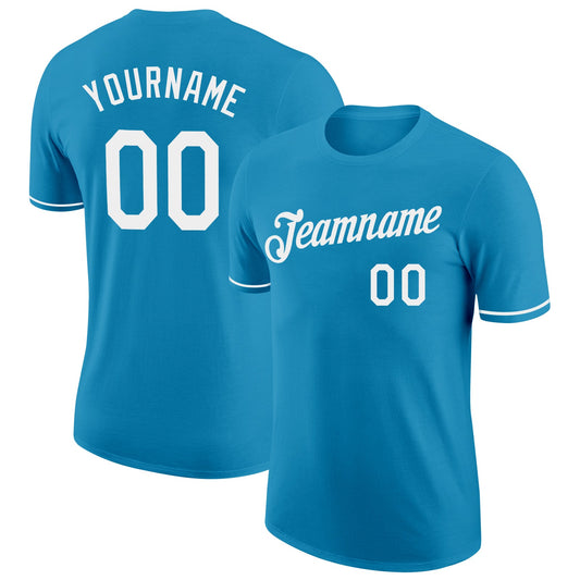 Custom Panther Blue White Performance T-Shirt - Main View