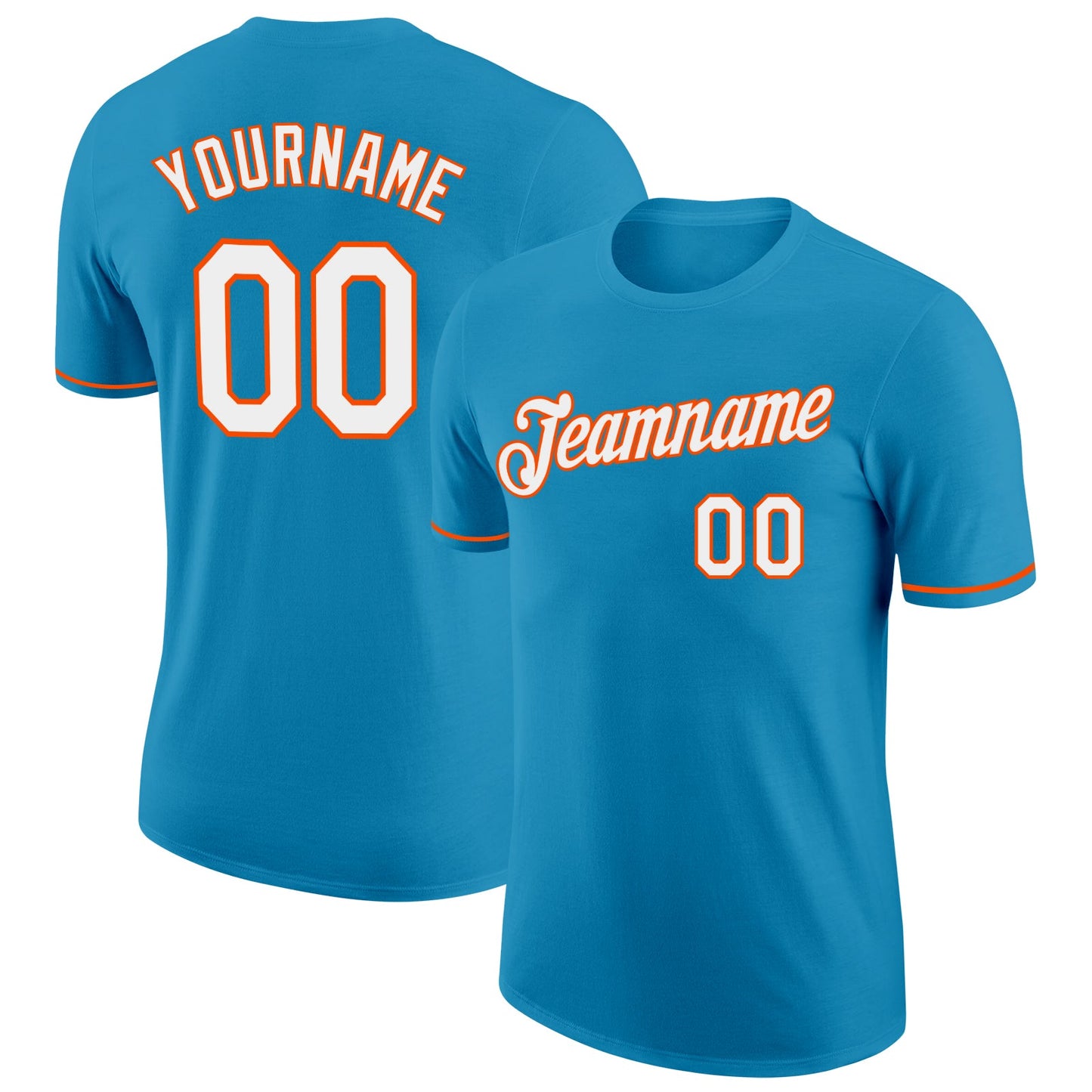 Custom Panther Blue White-Orange Performance T-Shirt - Main View