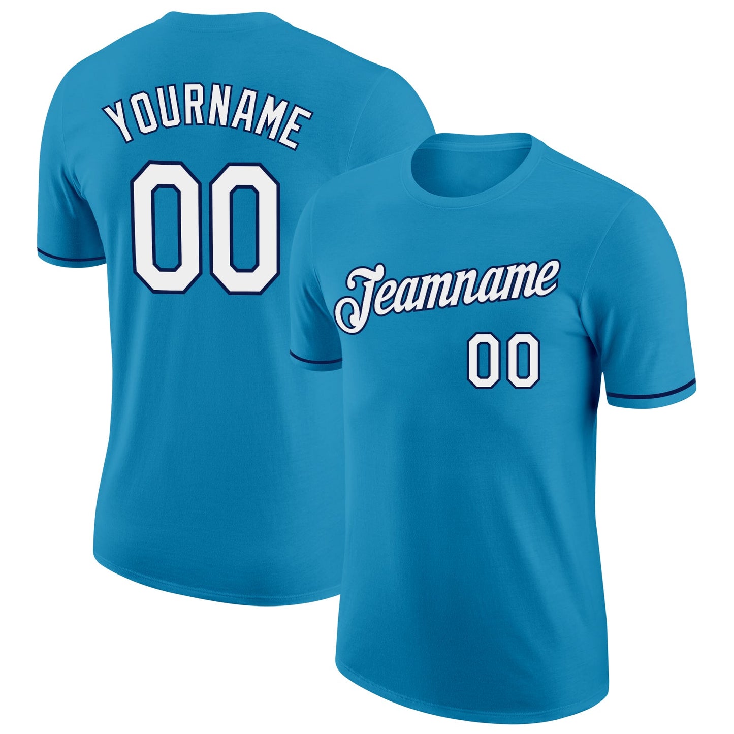 Custom Panther Blue White-Navy Performance T-Shirt - Main View