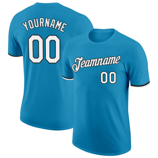 Custom Panther Blue White-Black Performance T-Shirt - Main View