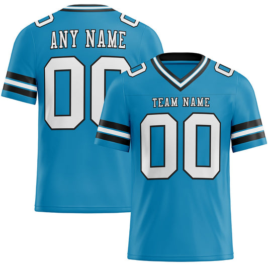 Custom Panther Blue White-Black Authentic Football Jersey - Main View