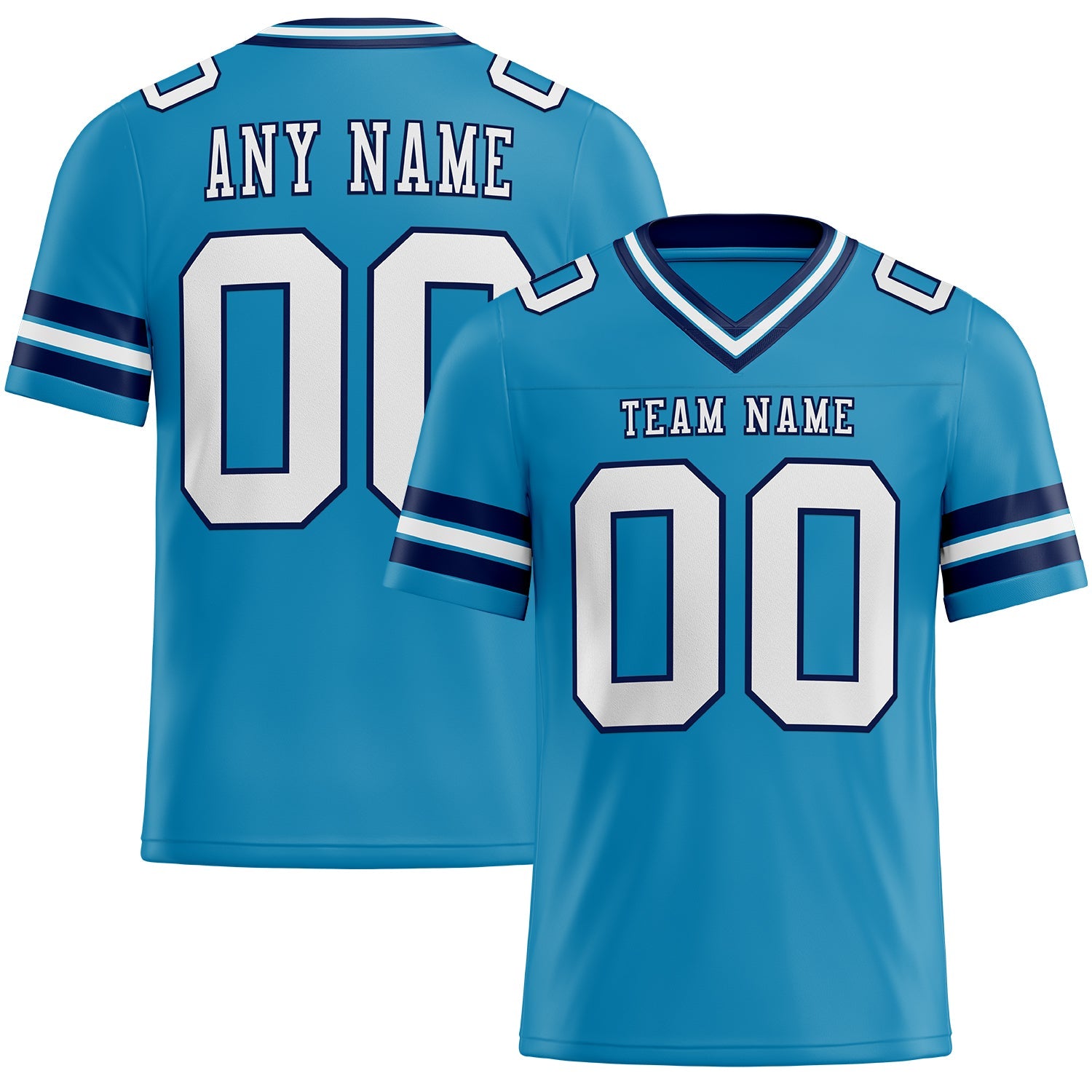 Custom Panther Blue White-Navy Authentic Football Jersey - Main View
