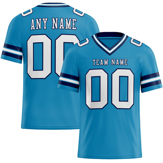 Custom Panther Blue White-Navy Authentic Football Jersey - Main View
