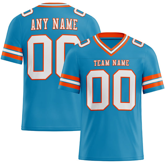 Custom Panther Blue White-Orange Authentic Football Jersey - Main View