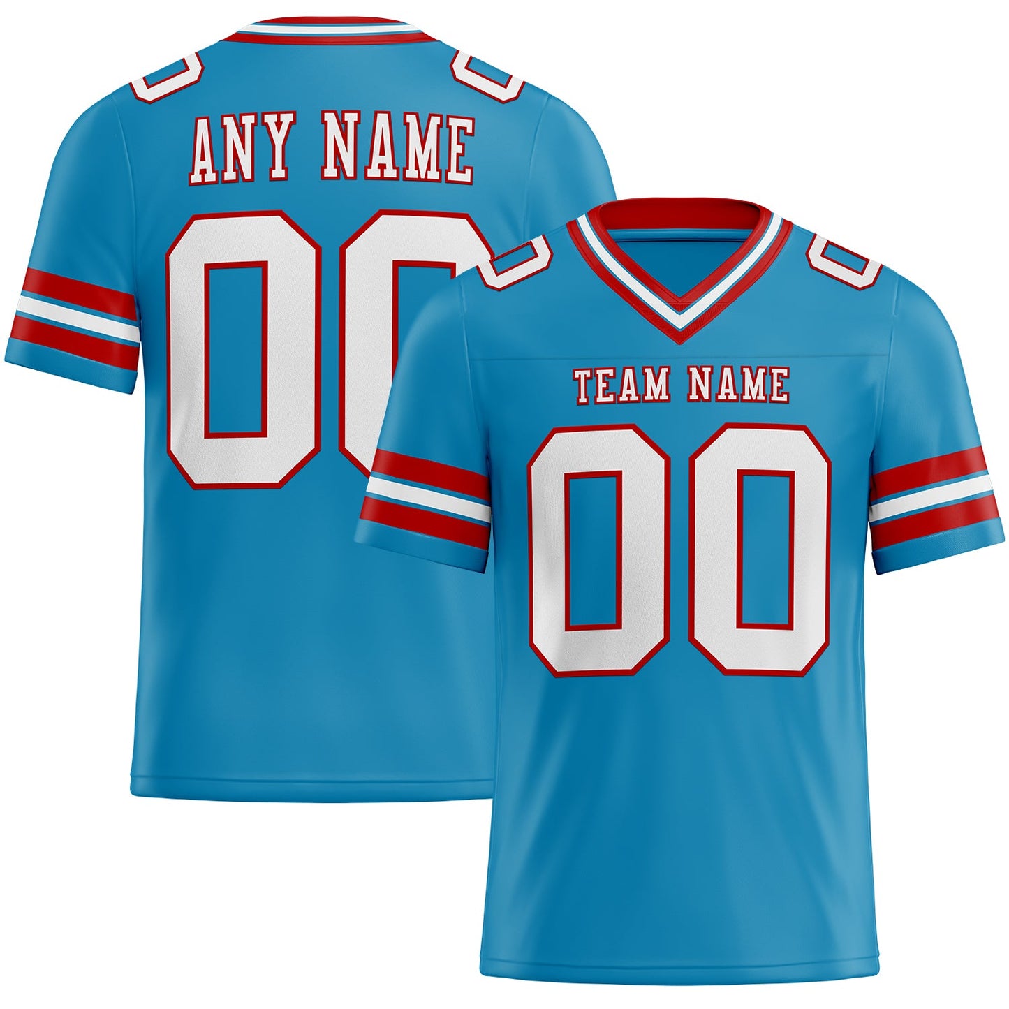Custom Panther Blue White-Red Authentic Football Jersey - Main View