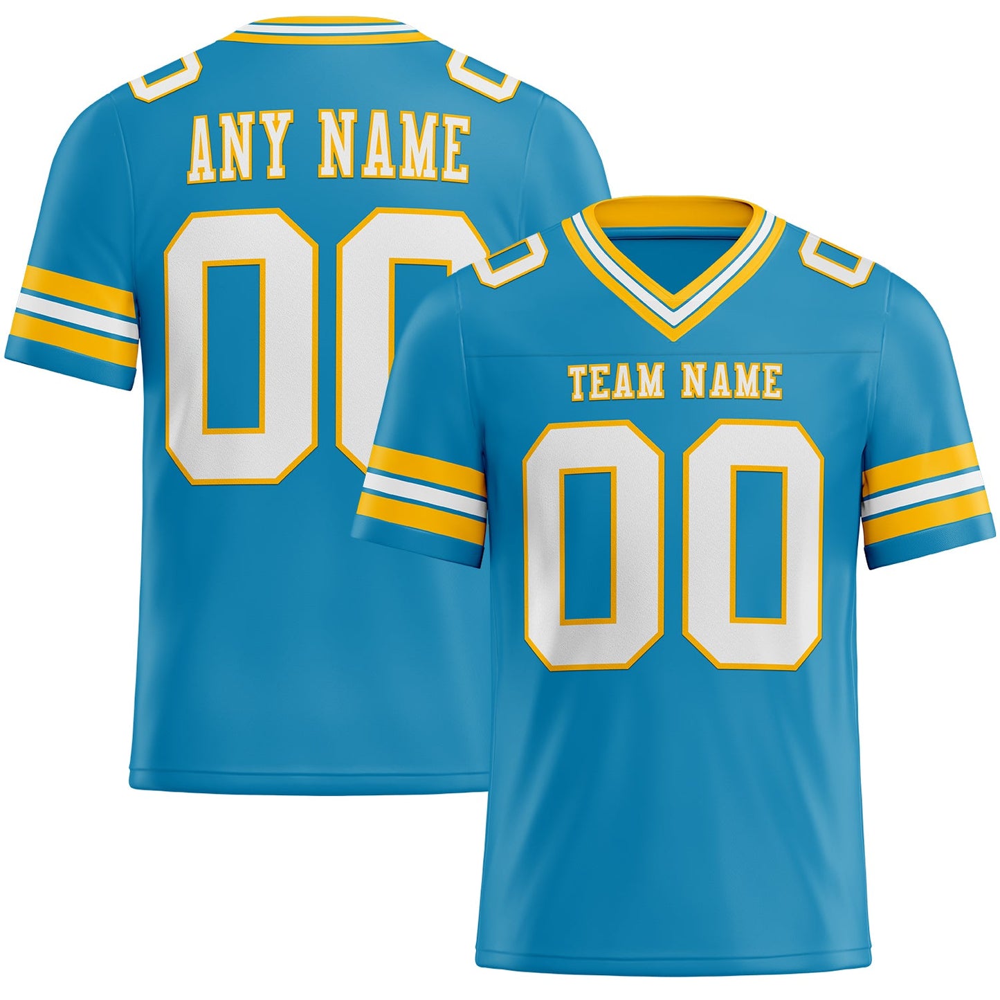 Custom Panther Blue White-Gold Authentic Football Jersey - Main View
