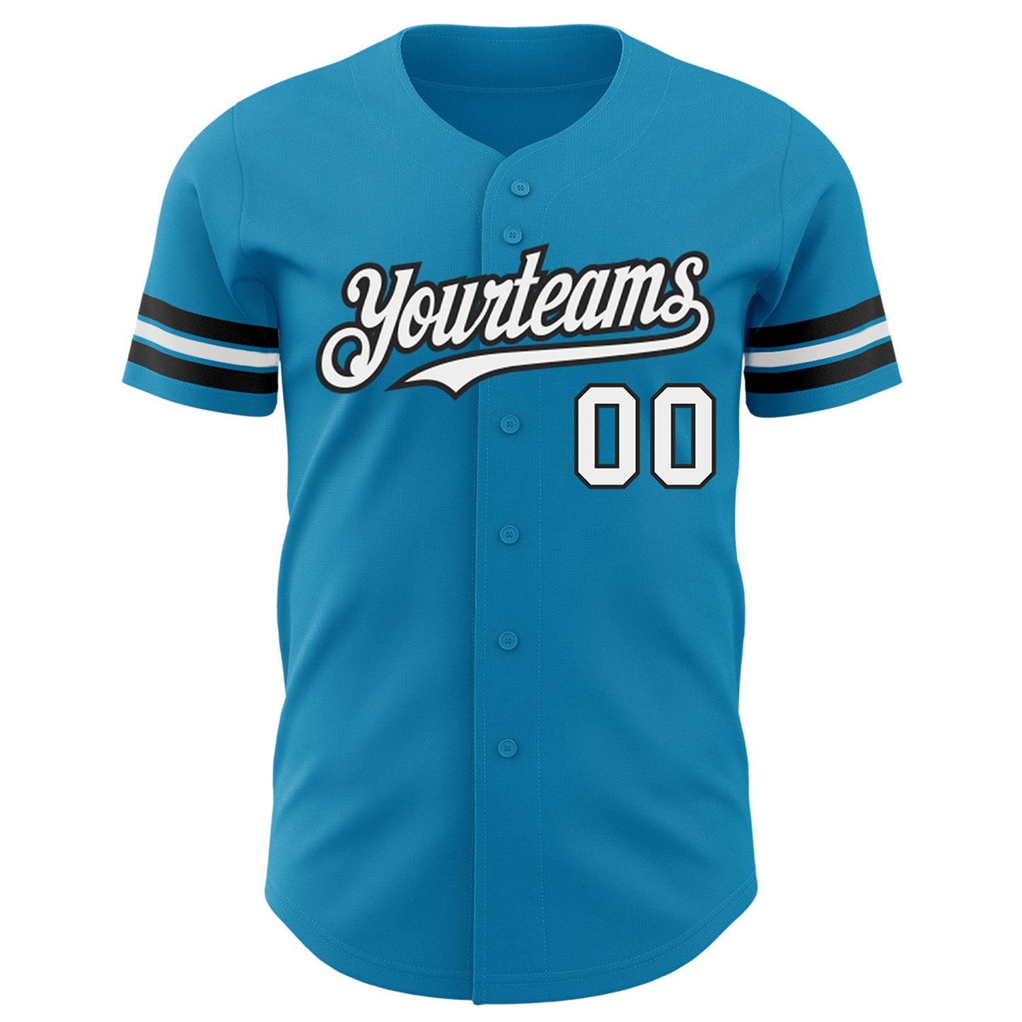 Custom Panther Blue White-Black Authentic Baseball Jersey view 2