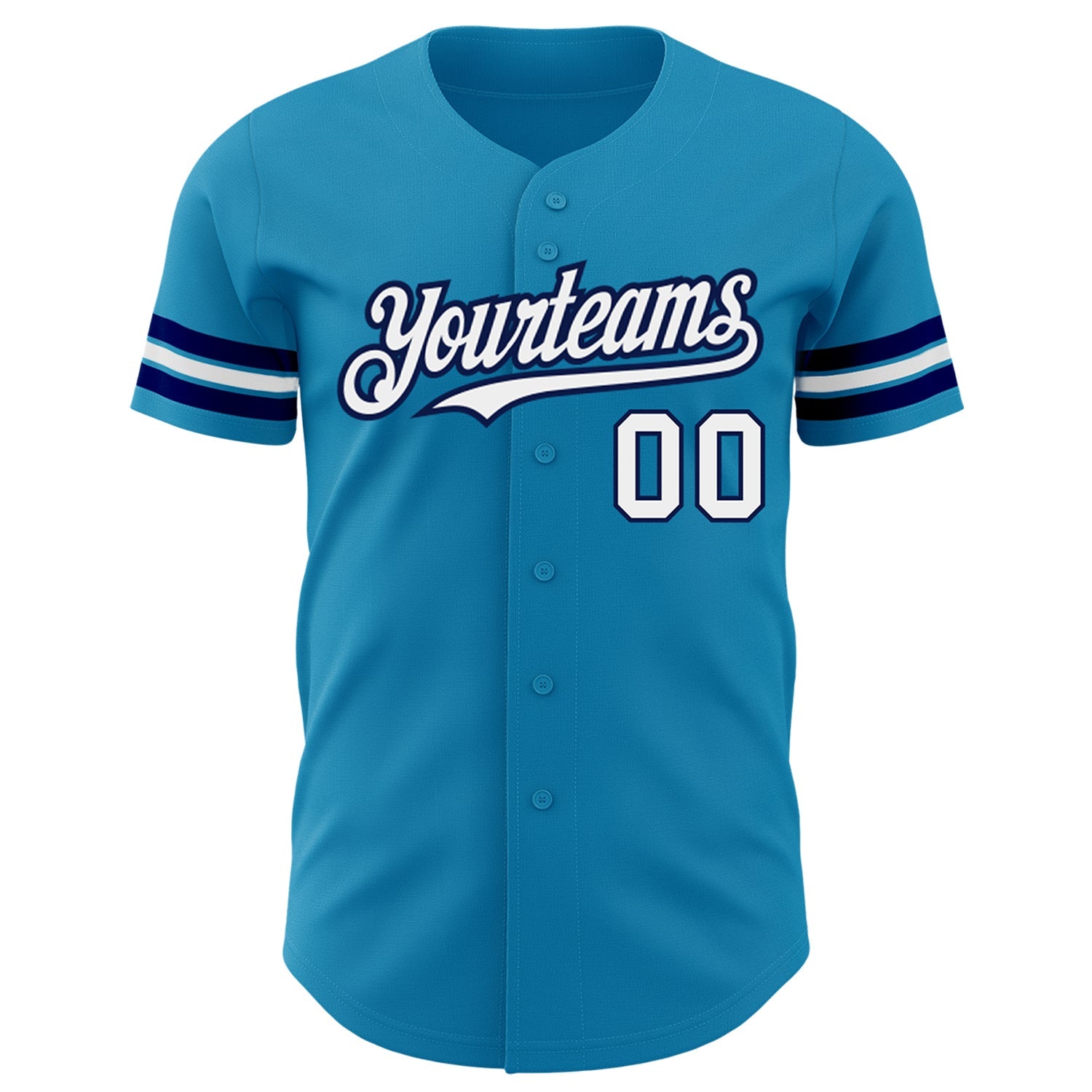Custom Panther Blue White-Navy Authentic Baseball Jersey view 2