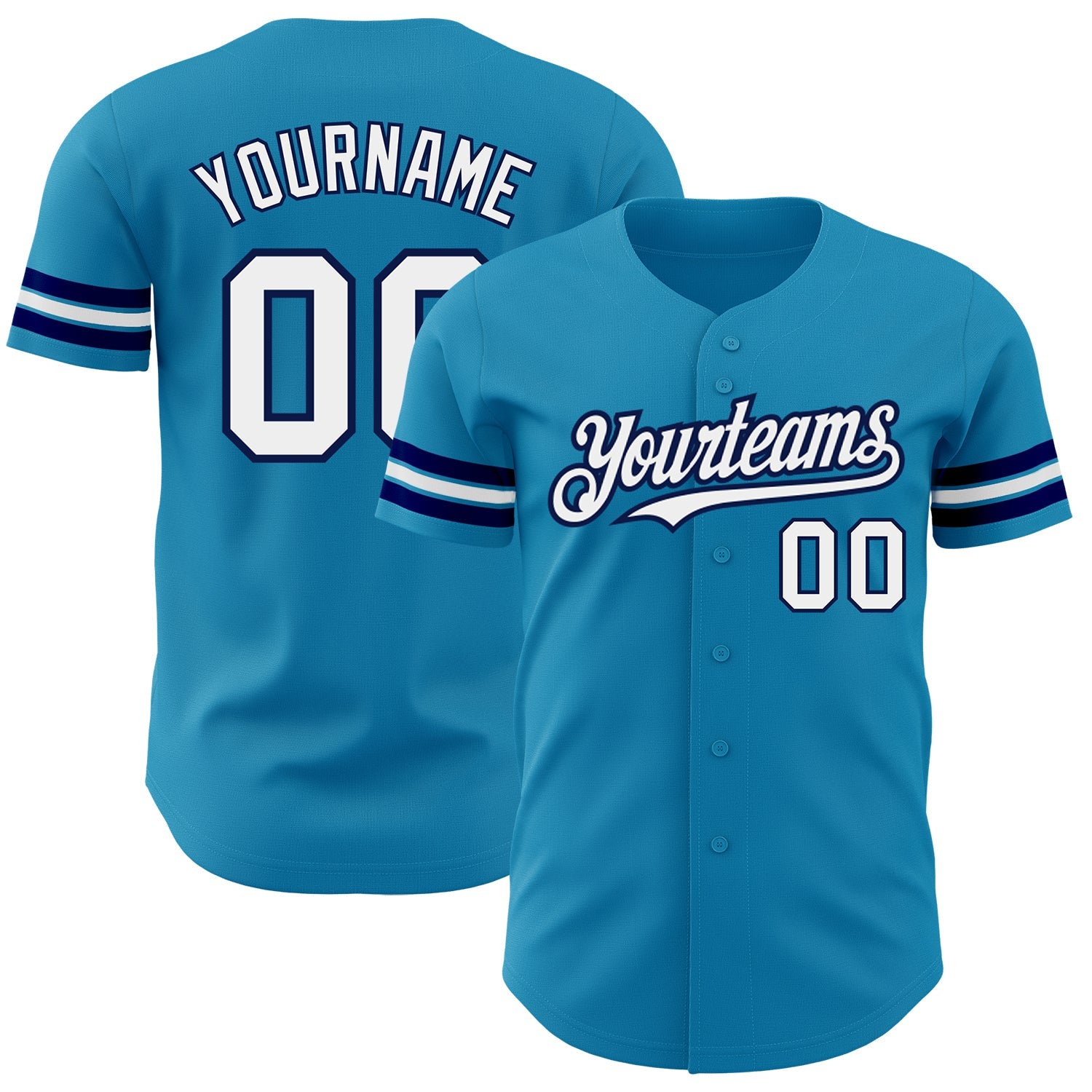 Custom Panther Blue White-Navy Authentic Baseball Jersey - Main View