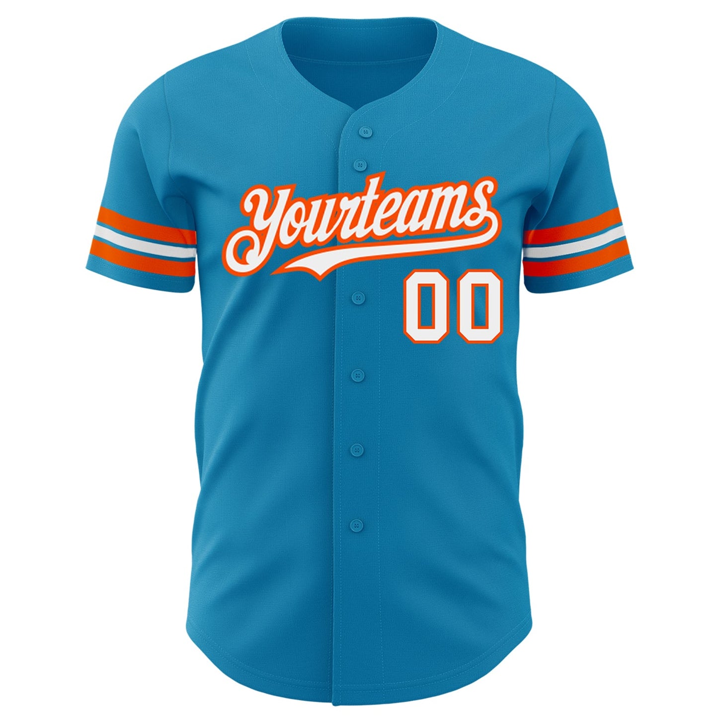 Custom Panther Blue White-Orange Authentic Baseball Jersey view 2