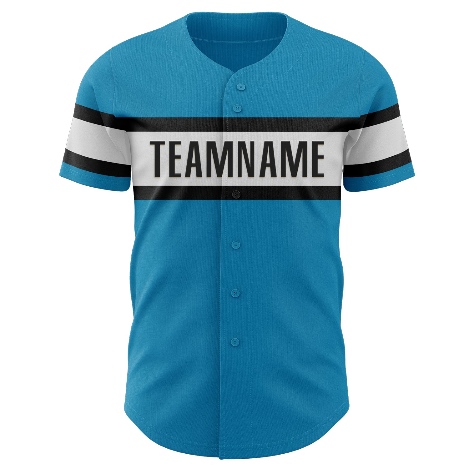 Custom Panther Blue White-Black Authentic Baseball Jersey view 2