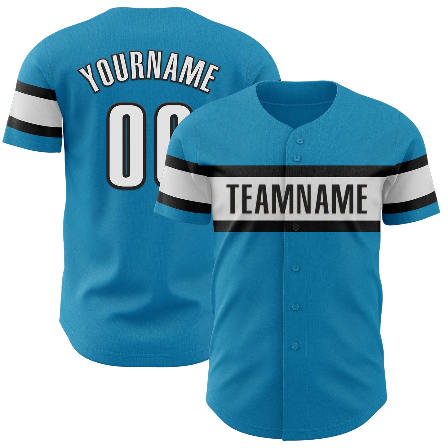 Custom Panther Blue White-Black Authentic Baseball Jersey - Main View