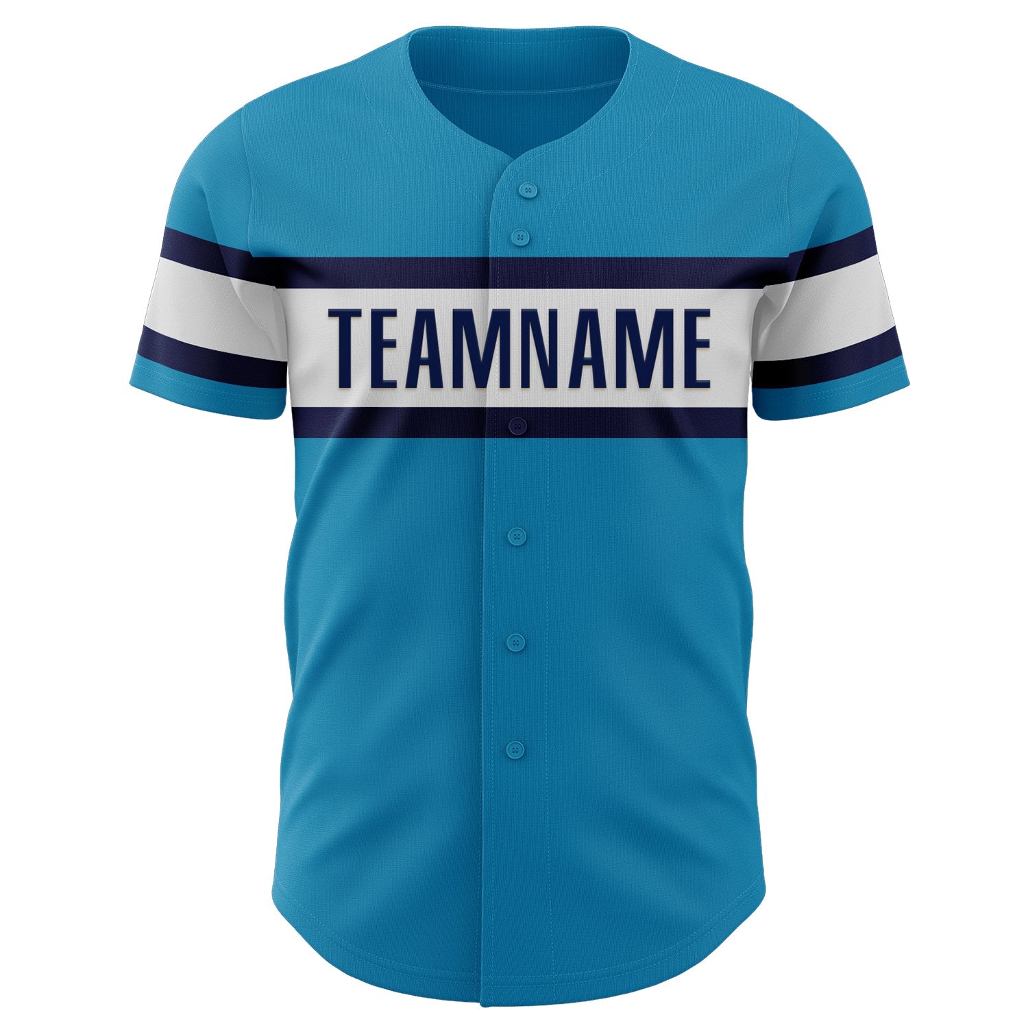 Custom Panther Blue White-Navy Authentic Baseball Jersey view 2