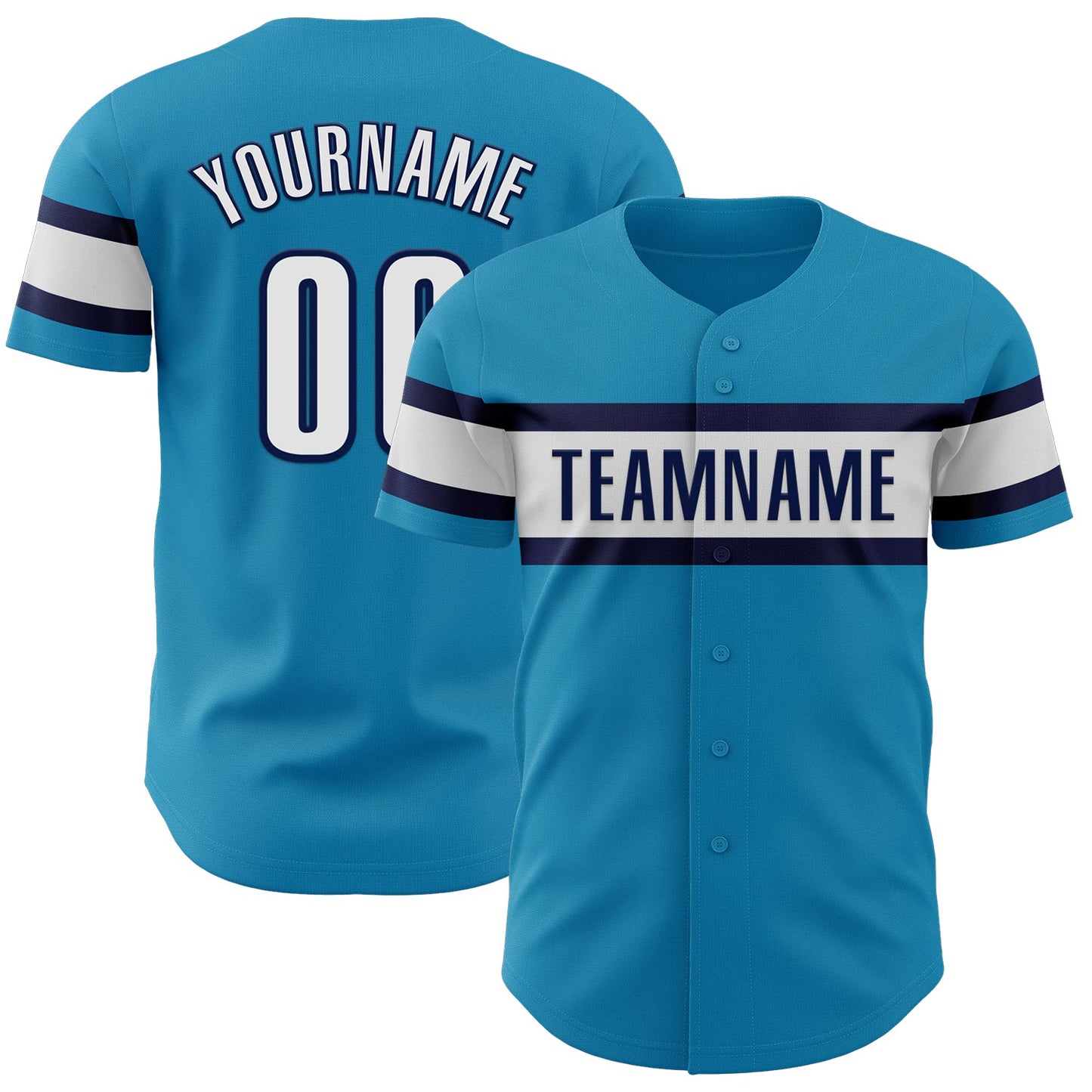 Custom Panther Blue White-Navy Authentic Baseball Jersey - Main View