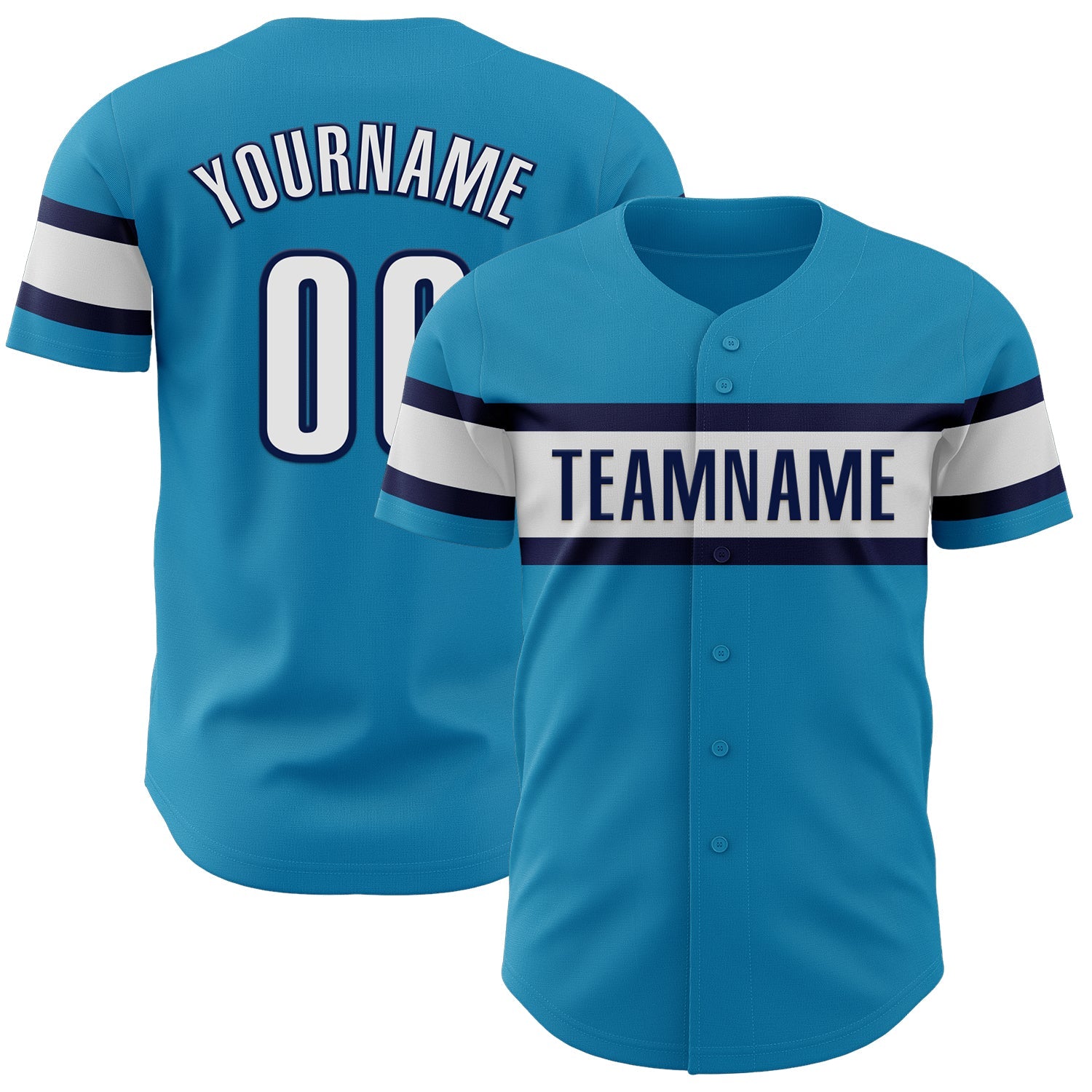 Custom Panther Blue White-Navy Authentic Baseball Jersey - Main View
