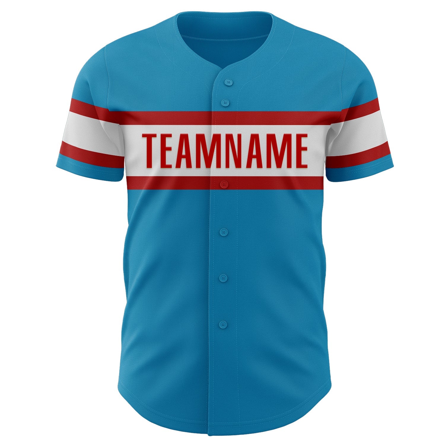 Custom Panther Blue White-Red Authentic Baseball Jersey view 2
