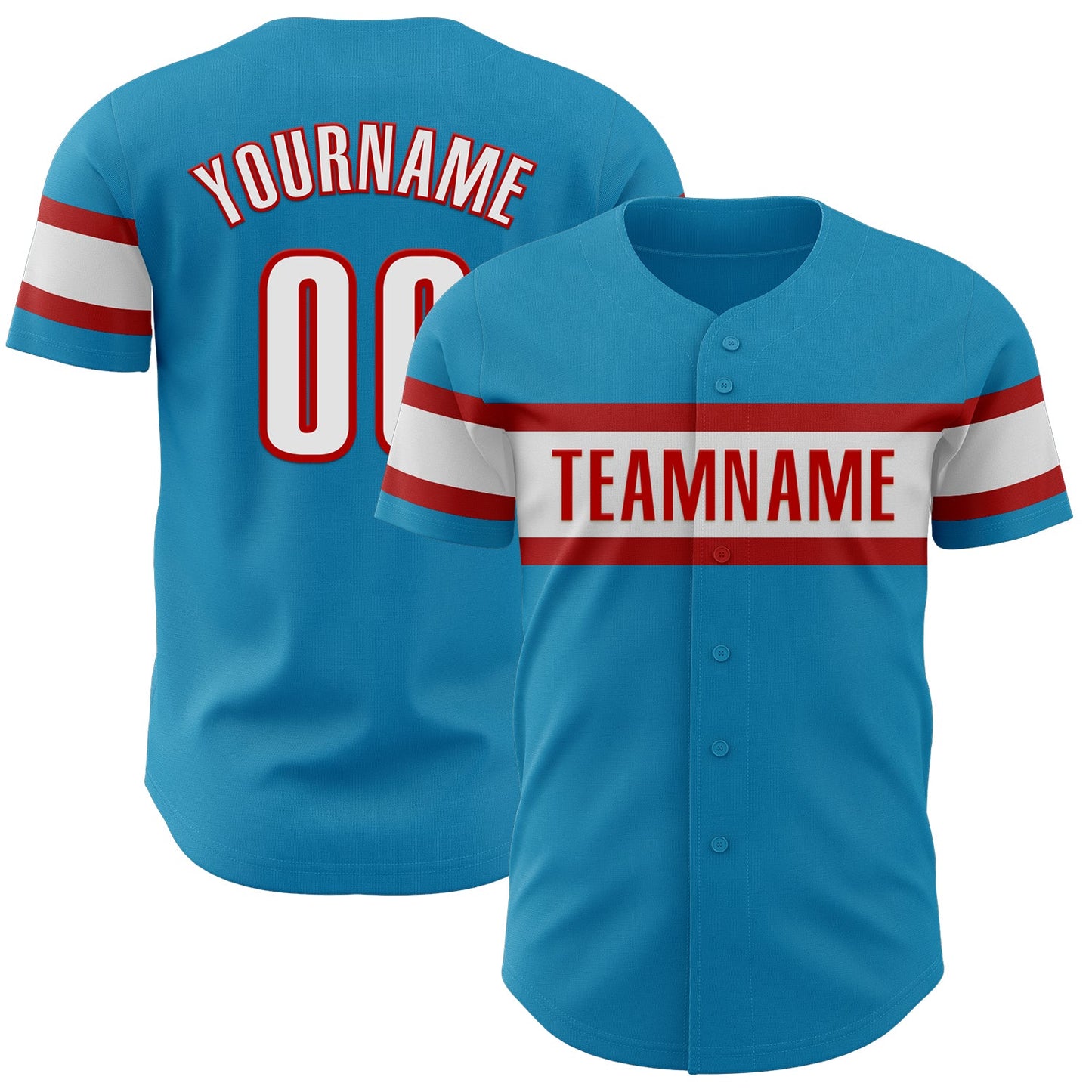 Custom Panther Blue White-Red Authentic Baseball Jersey - Main View