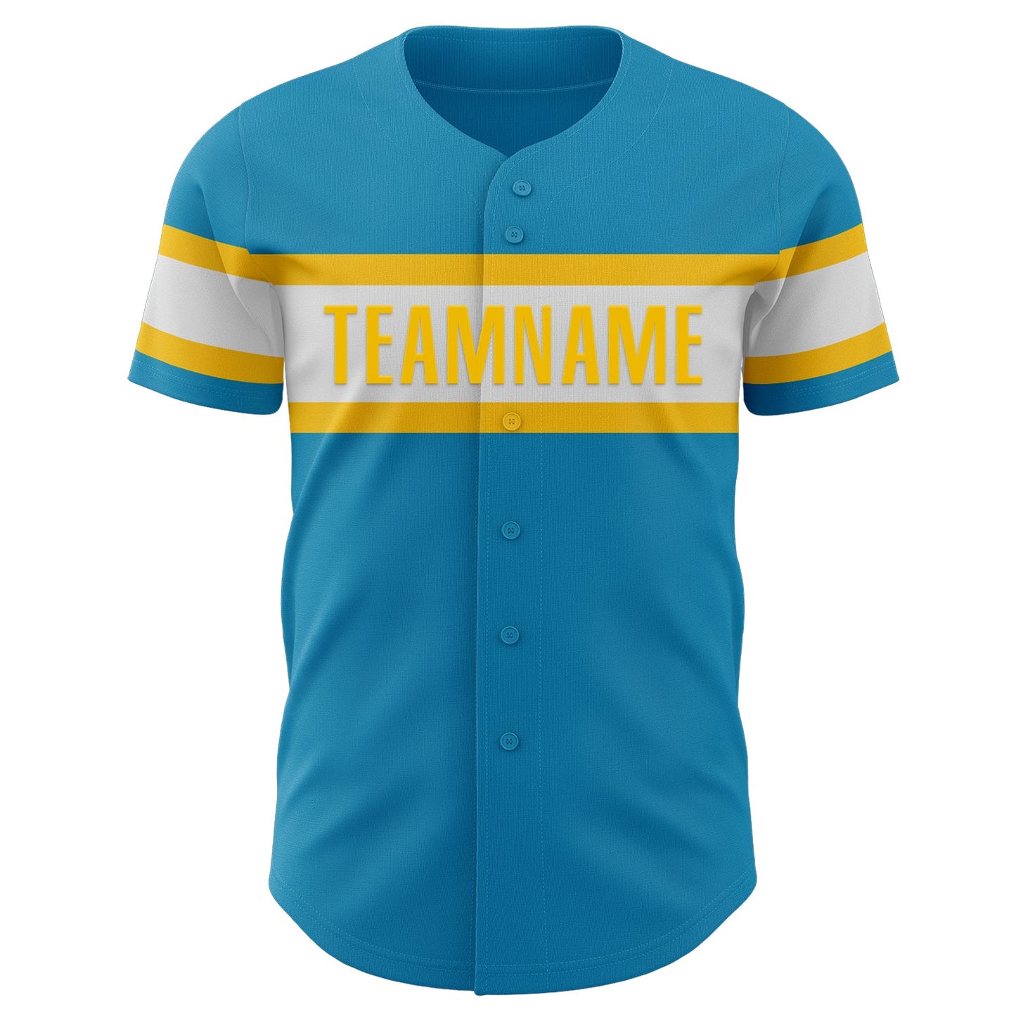 Custom Panther Blue White-Yellow Authentic Baseball Jersey view 2