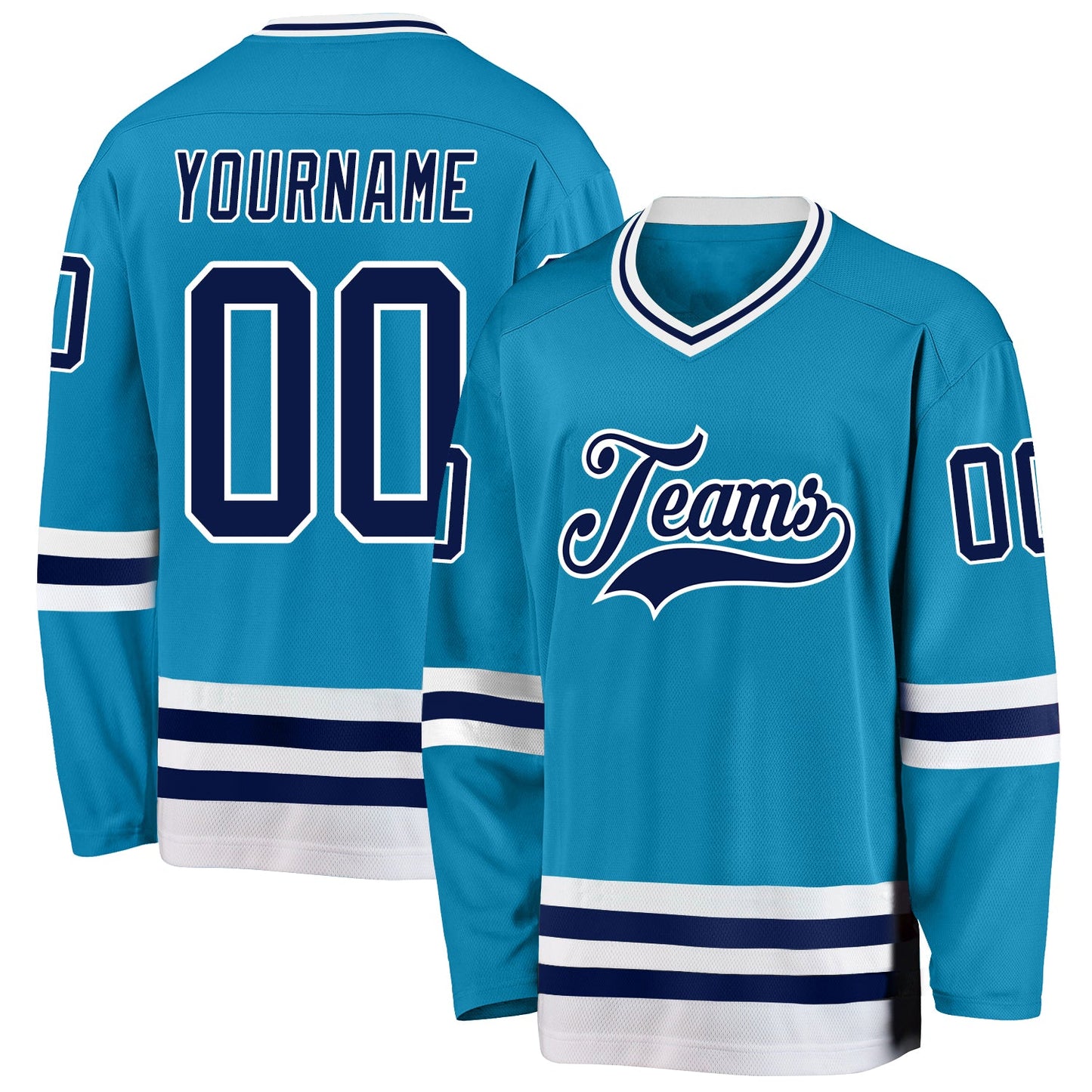 Custom Panther Blue Navy-White Hockey Jersey - Main View