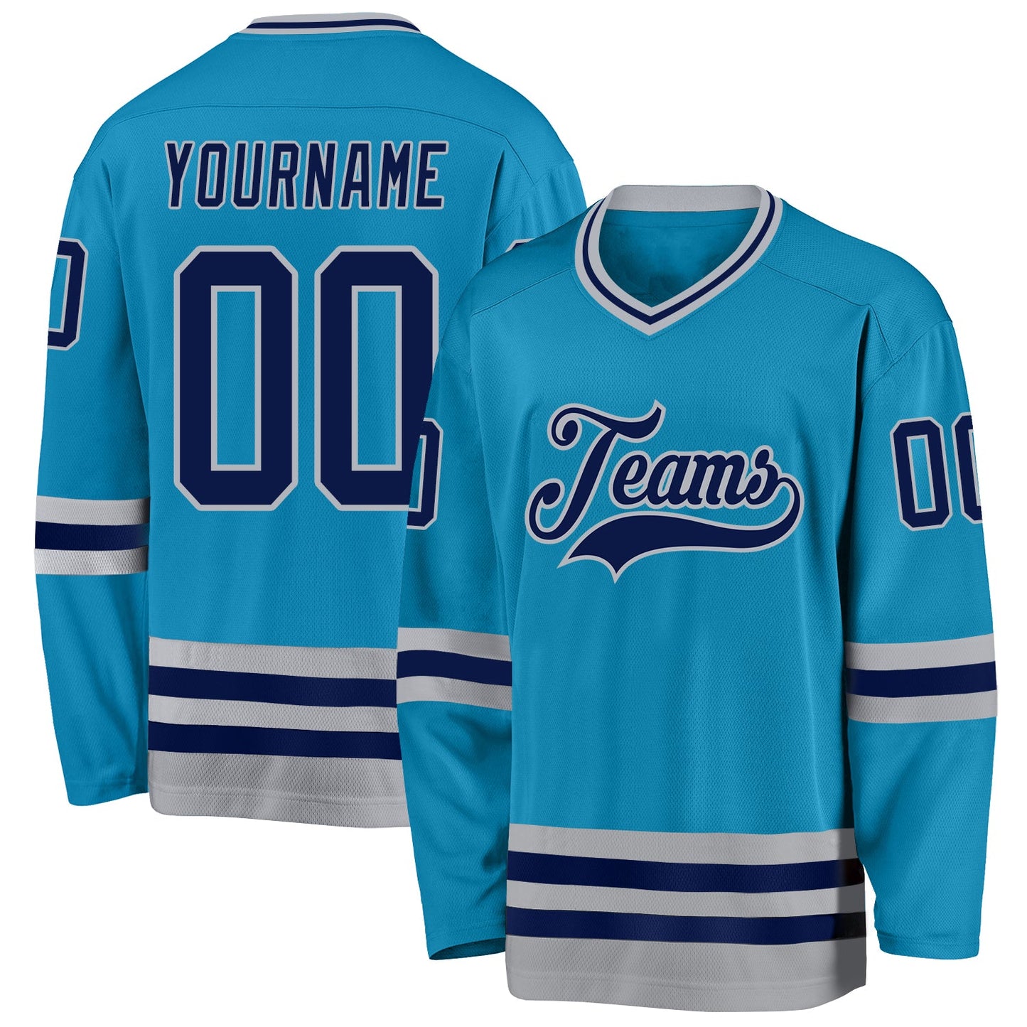 Custom Panther Blue Navy-Gray Hockey Jersey - Main View