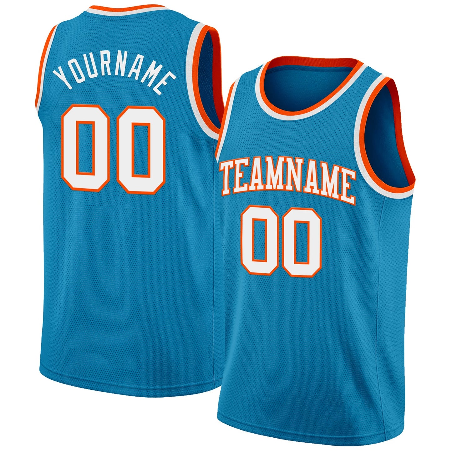 Custom Panther Blue White-Orange Authentic Basketball Jersey - Main View