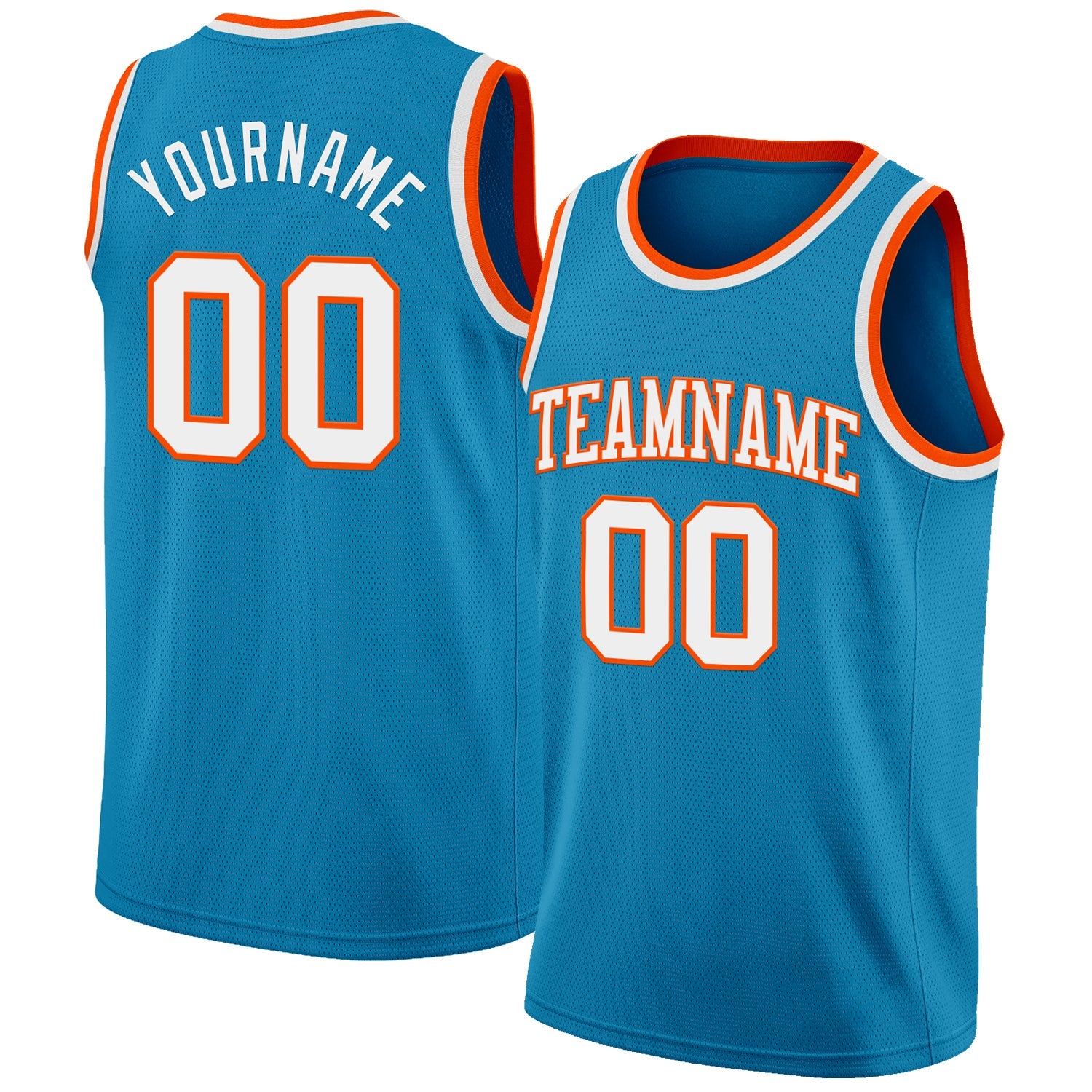 Custom Panther Blue White-Orange Authentic Basketball Jersey - Main View