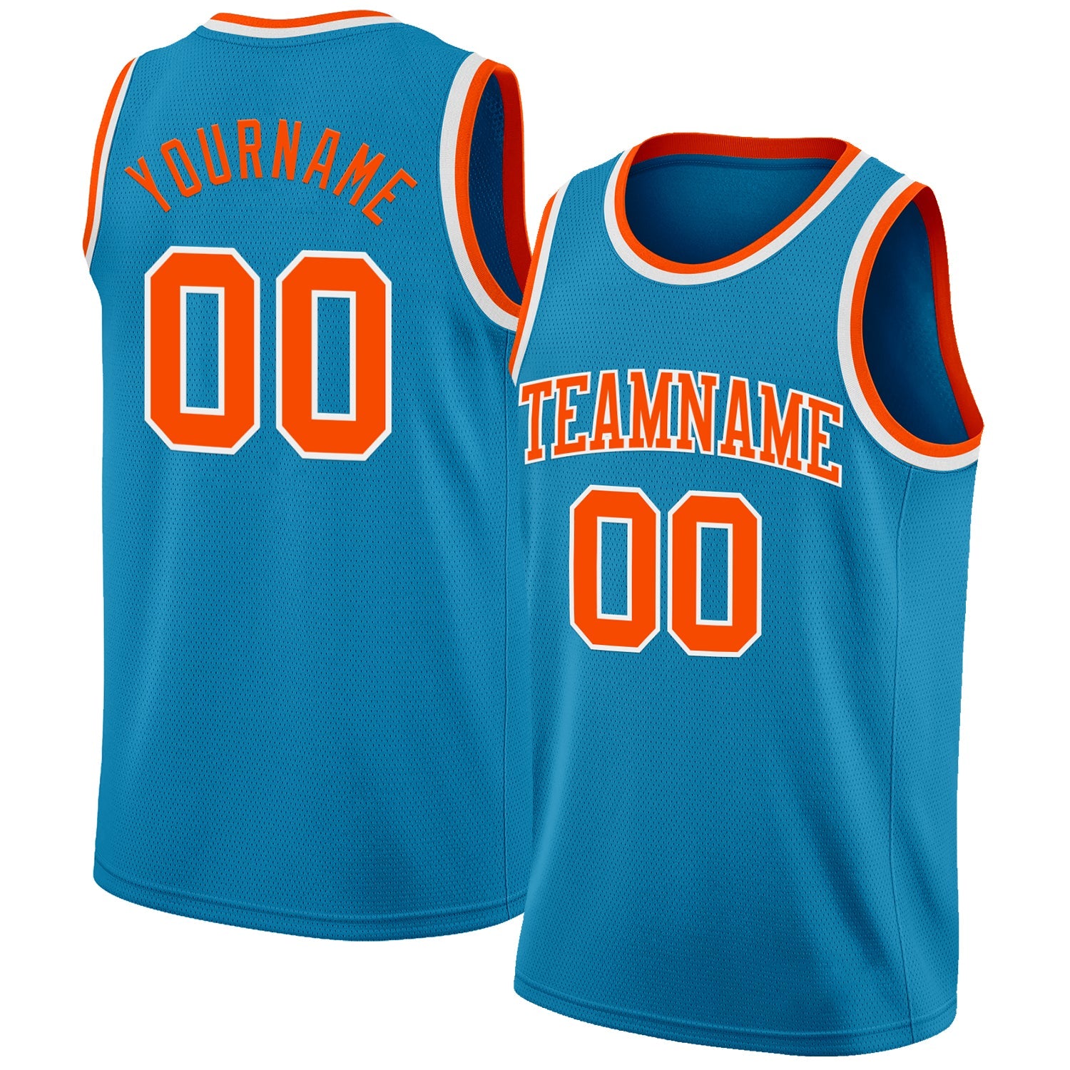 Custom Panther Blue Orange-White Authentic Basketball Jersey - Main View