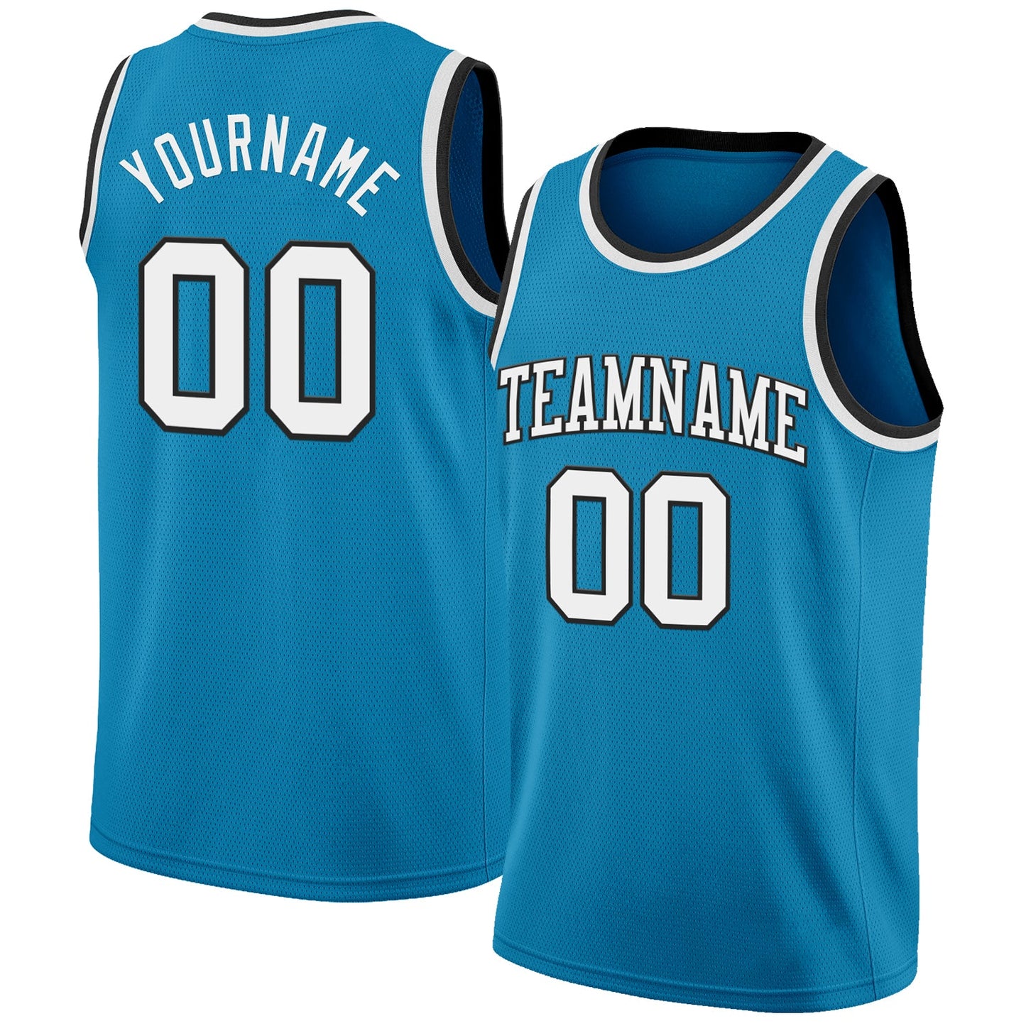 Custom Panther Blue White-Black Authentic Basketball Jersey - Main View