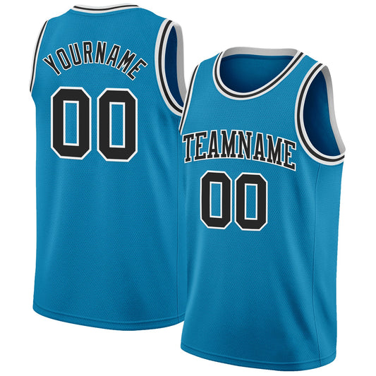 Custom Panther Blue Black-White Authentic Basketball Jersey - Main View