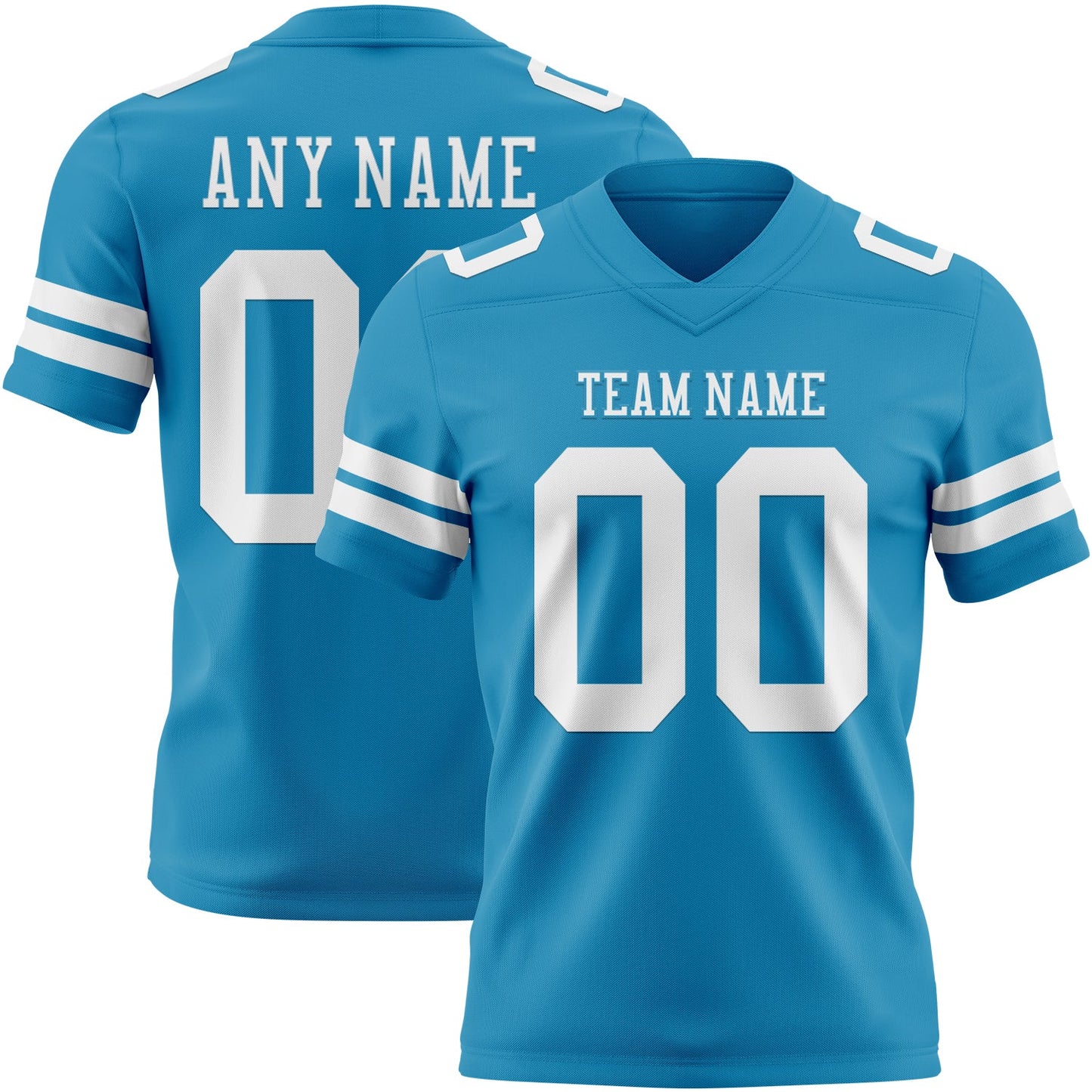 Custom Panther Blue White Authentic Football Jersey - Main View