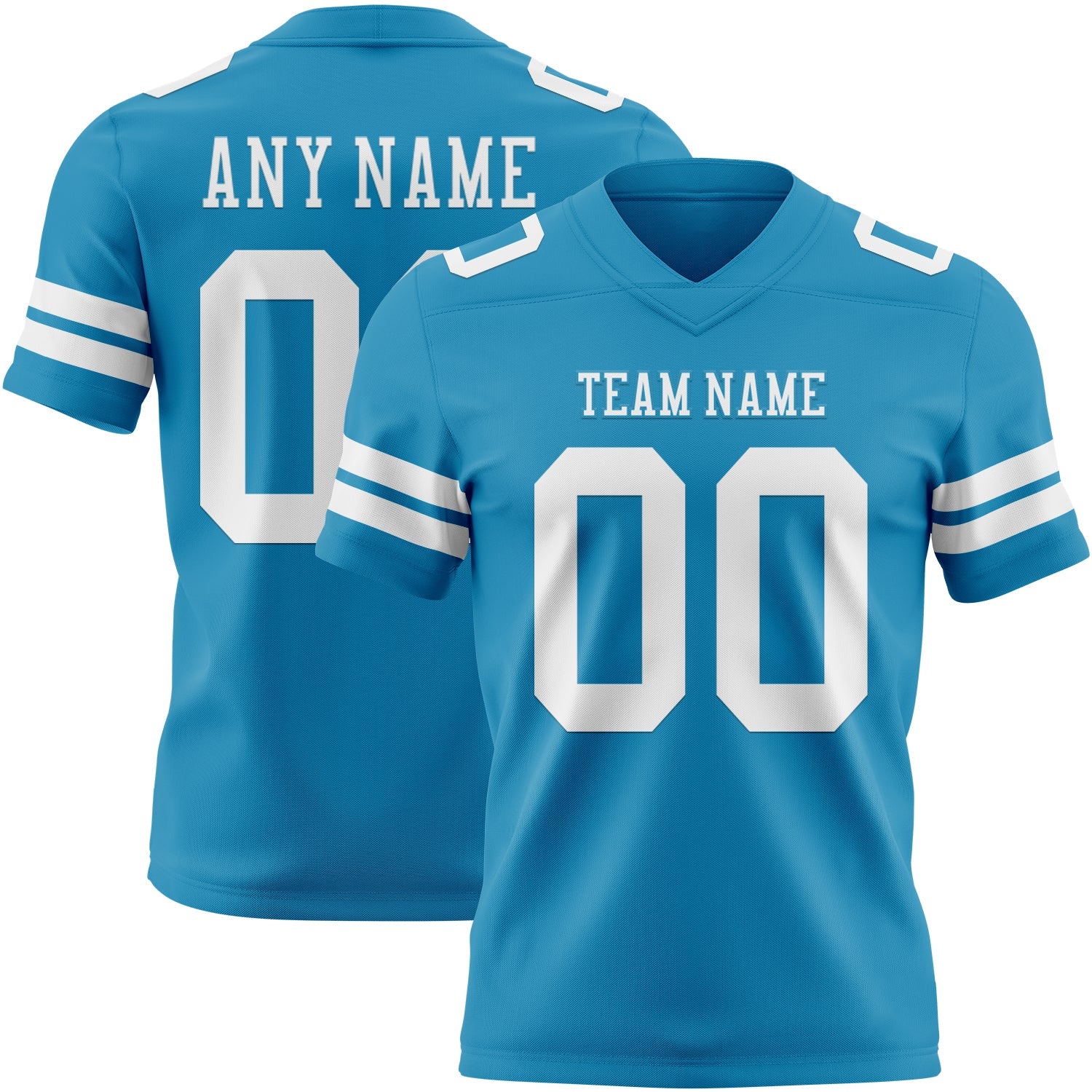 Custom Panther Blue White Authentic Football Jersey - Main View
