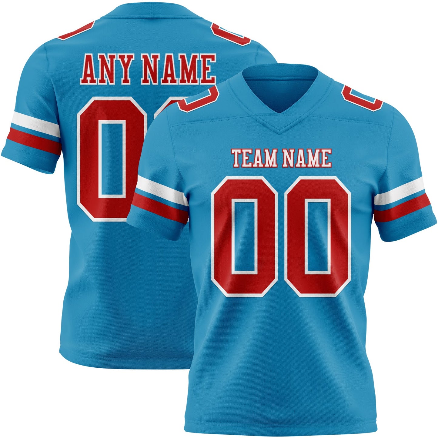 Custom Panther Blue Red-White Authentic Football Jersey - Main View