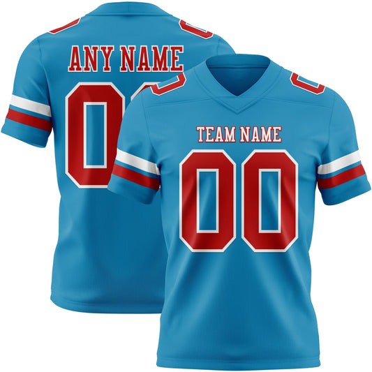 Custom Panther Blue Red-White Authentic Football Jersey - Main View