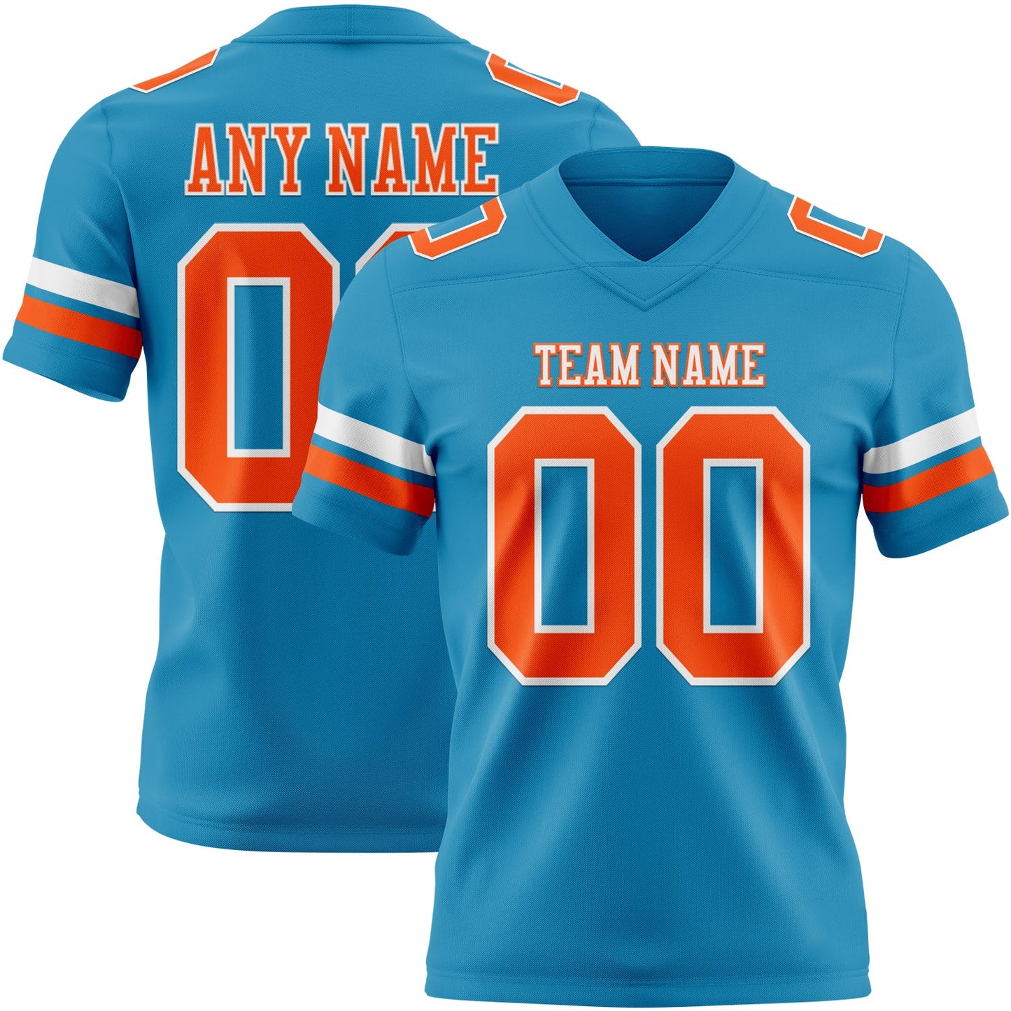 Custom Panther Blue Orange-White Authentic Football Jersey - Main View