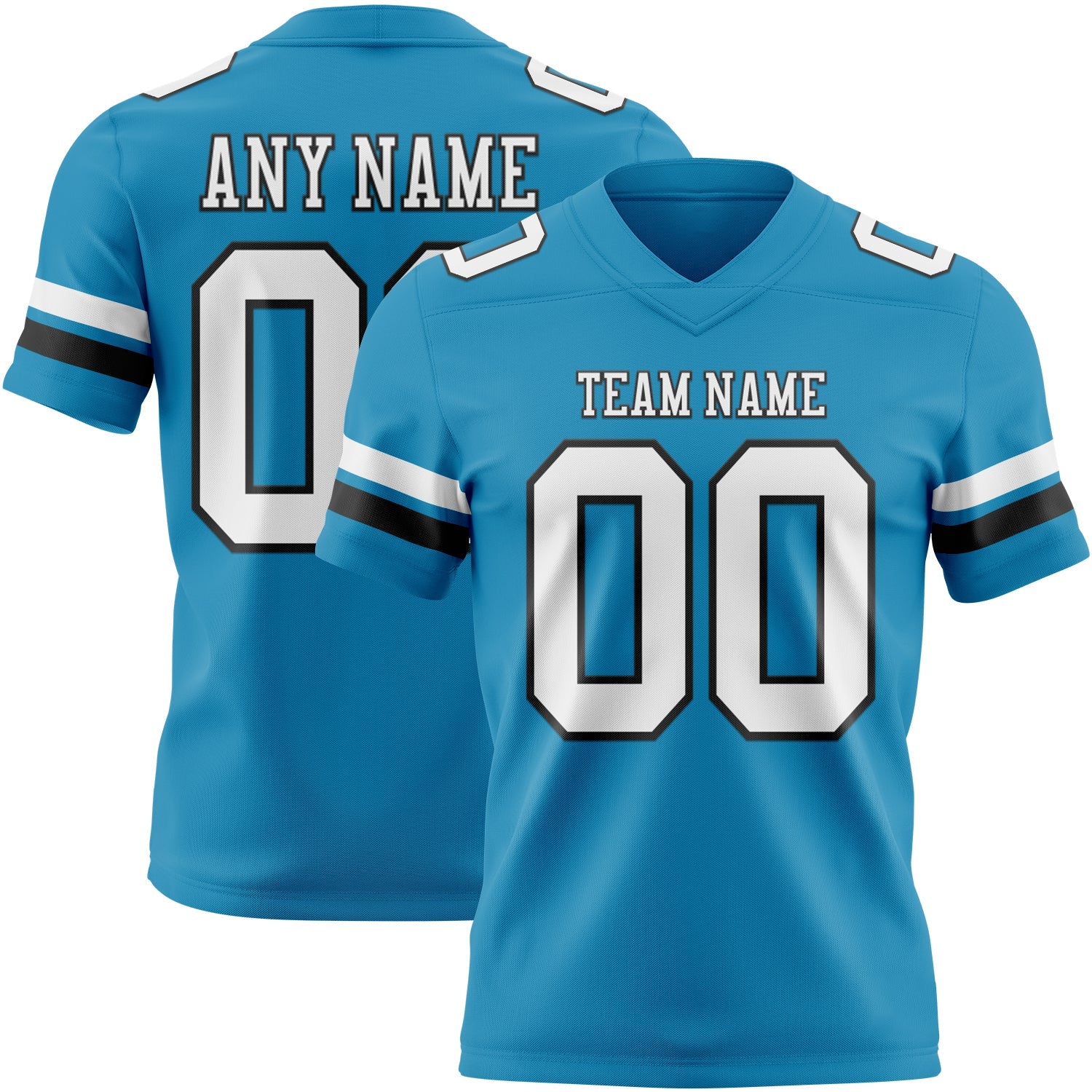 Custom Panther Blue White-Black Authentic Football Jersey - Main View
