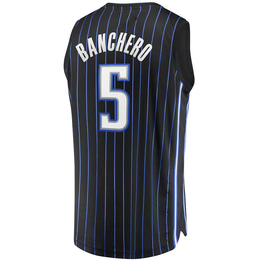 O.Magic #5 Paolo Banchero Fanatics Branded 2022  Draft First Round Pick Fast Break Replica Player Jersey Icon Edition Black Stitched American Basketball Jersey - Main View