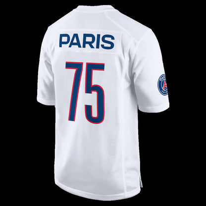 #75 Paris Saint-Germain White 2025 Soccer Game Stitched American Football Jerseys - Main View
